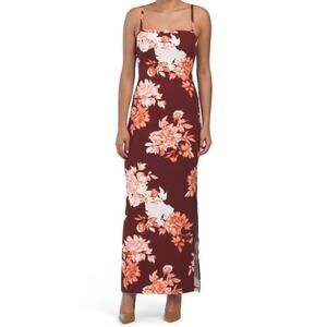 NWT RACHEL ROY Women's Floral Print Square Neck Side Slit Maxi Dress